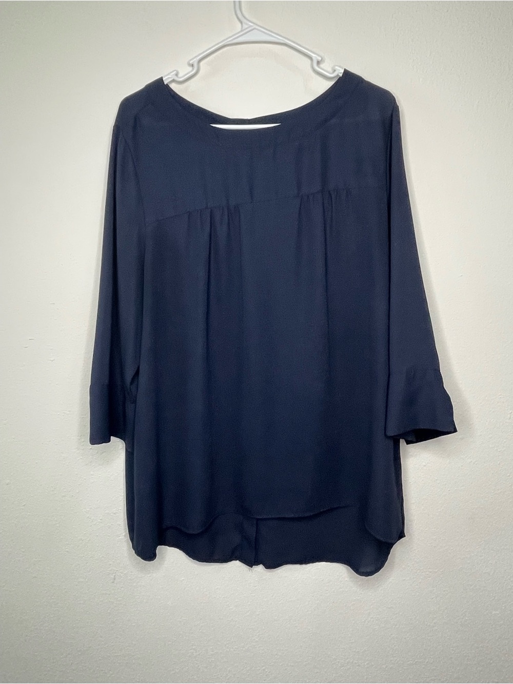 Banana Republic Factory Women's 3/4 Sleeve Flowy Tunic blouse Navy Blue Size‎ XL